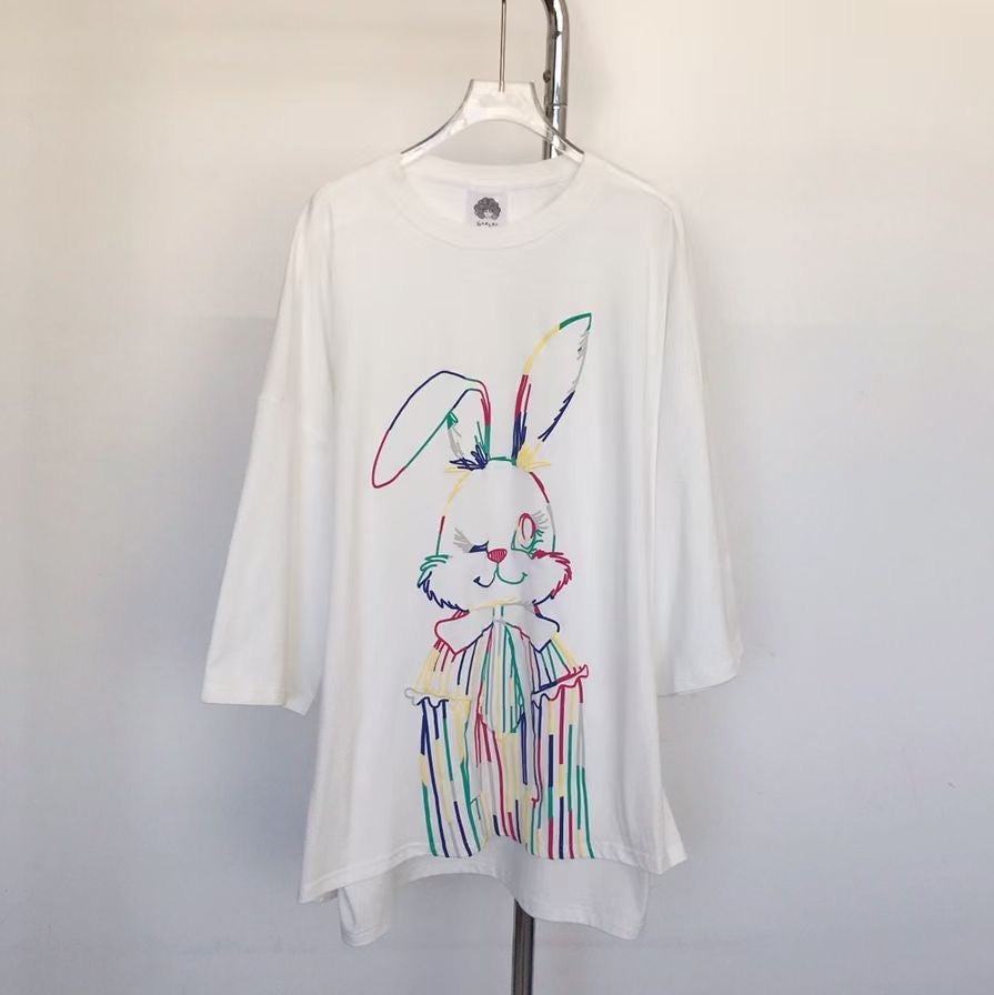 Scolar彩色rabbit 7分袖tee