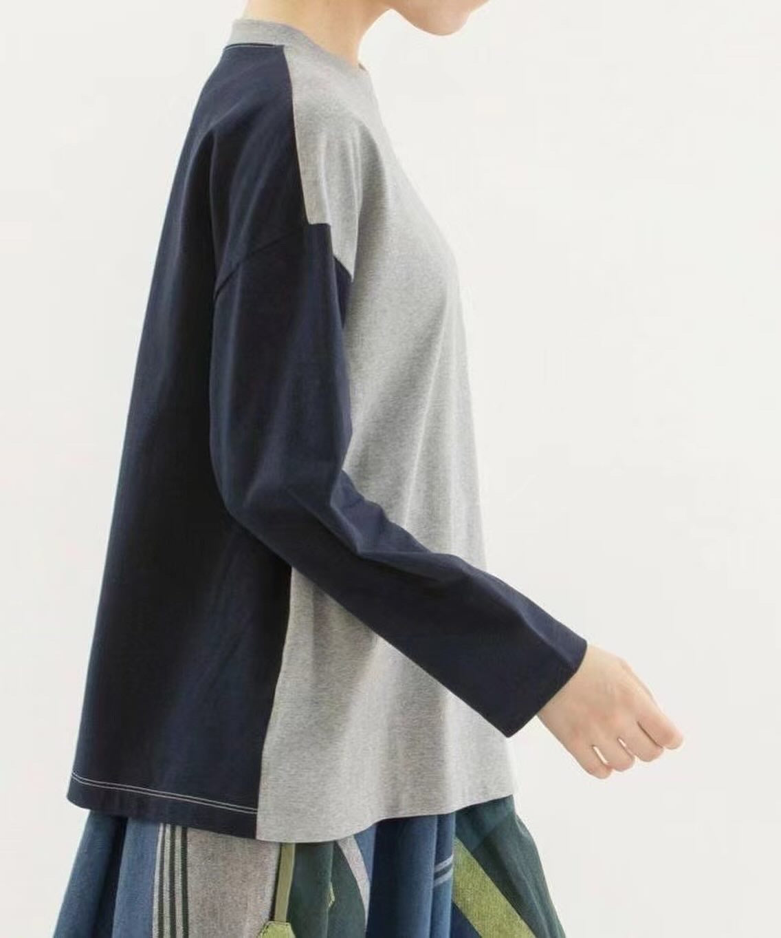 NOP接拼長袖tee