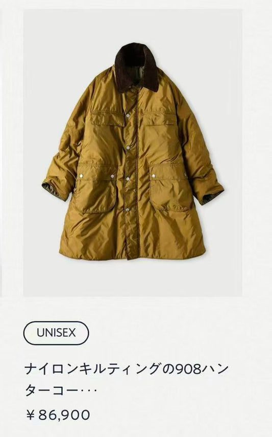 45R燈芯絨領夾棉中長外套