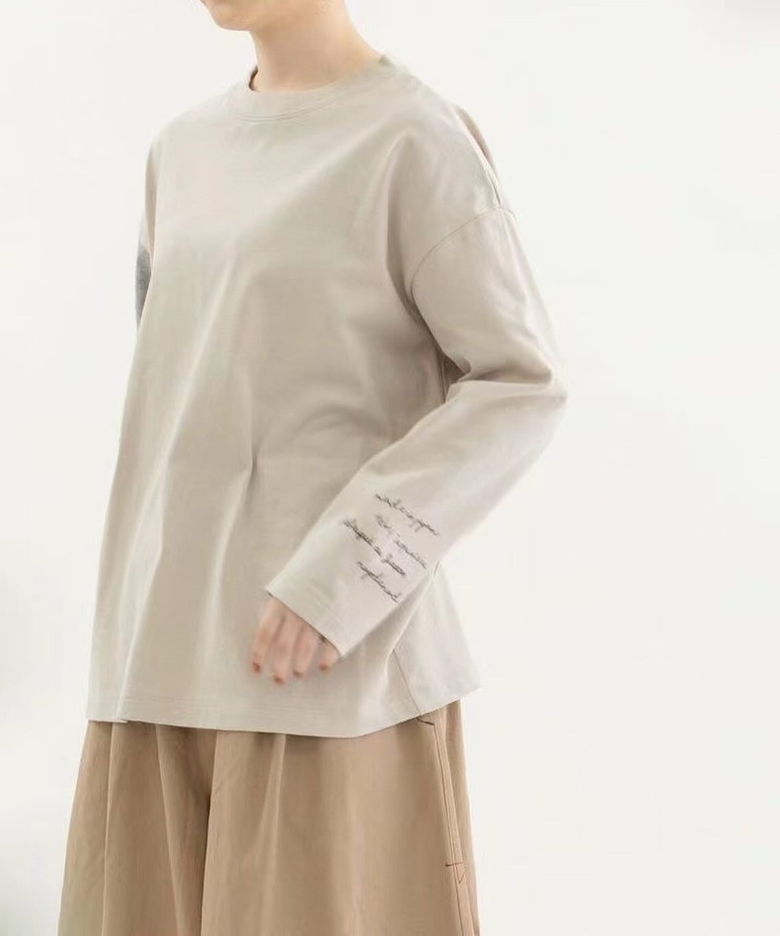 NOP接拼長袖tee