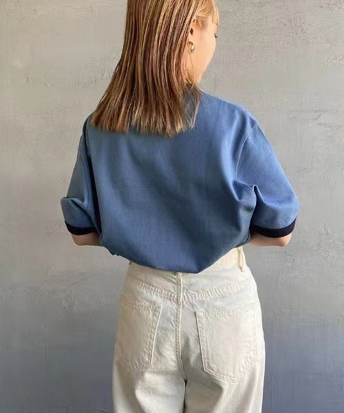 Fred Perry手袖撞色tee