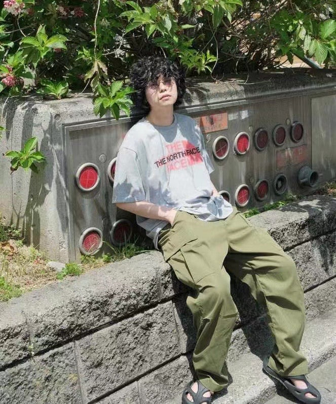 The north face前後logo tee