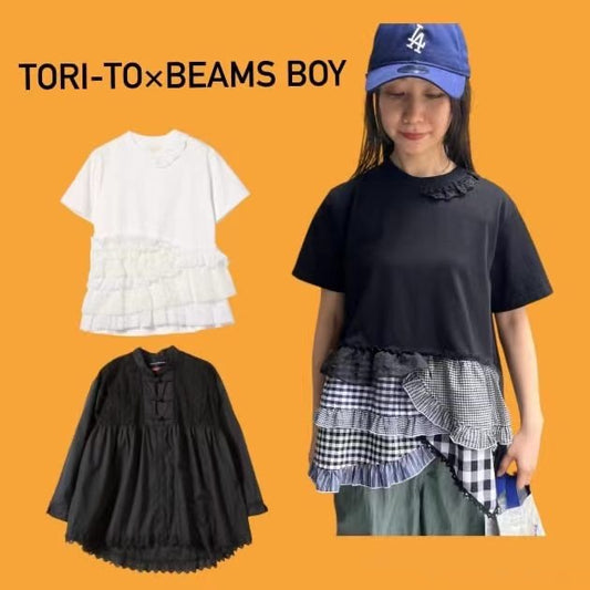 日單beams boy不規則tee