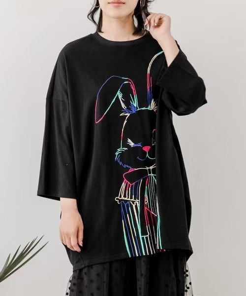 Scolar彩色rabbit 7分袖tee