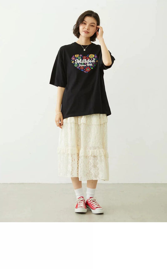 Milkfed flower心心tee