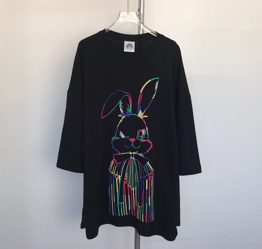 Scolar彩色rabbit 7分袖tee