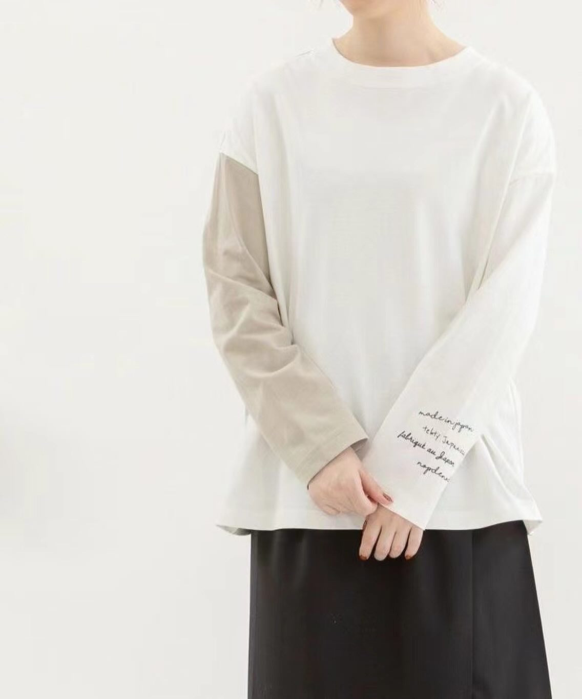 NOP接拼長袖tee