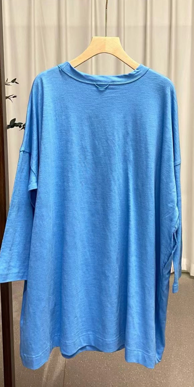 45R淨色中長tee