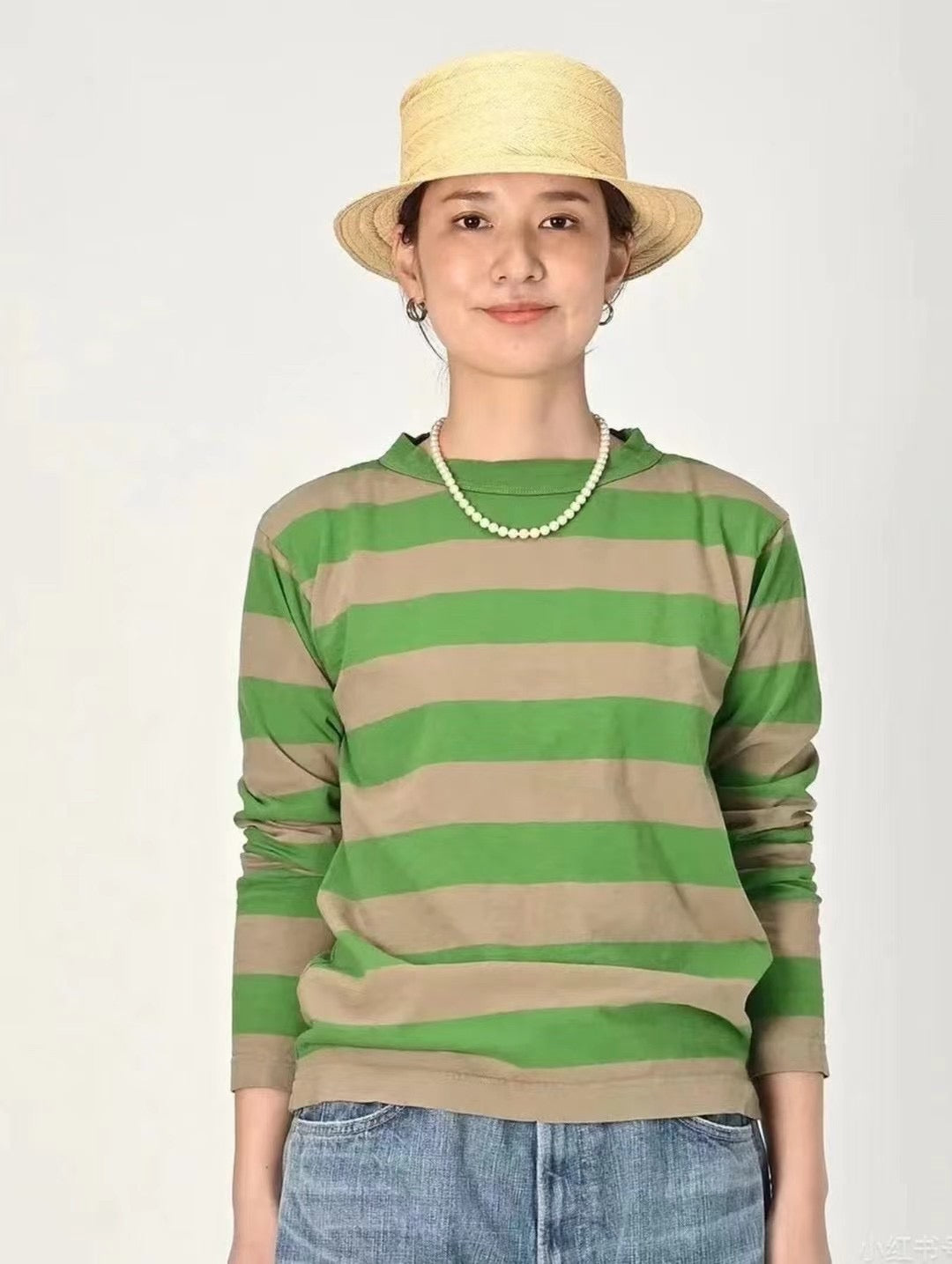 45R撞色間條tee