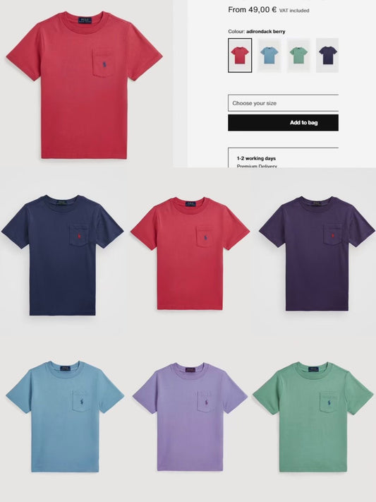 Polo pocket糖果色tee