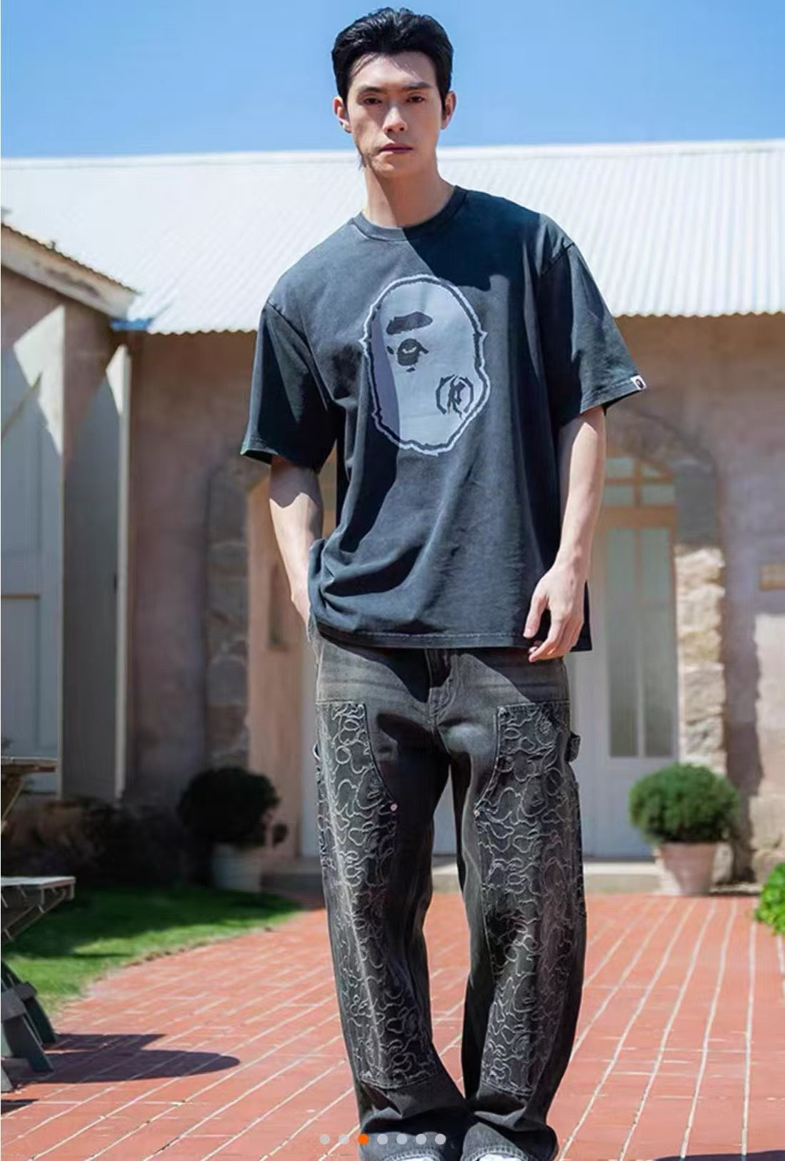 A bathing ape logo tee