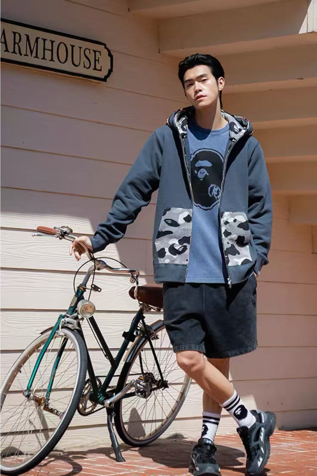 A bathing ape logo tee
