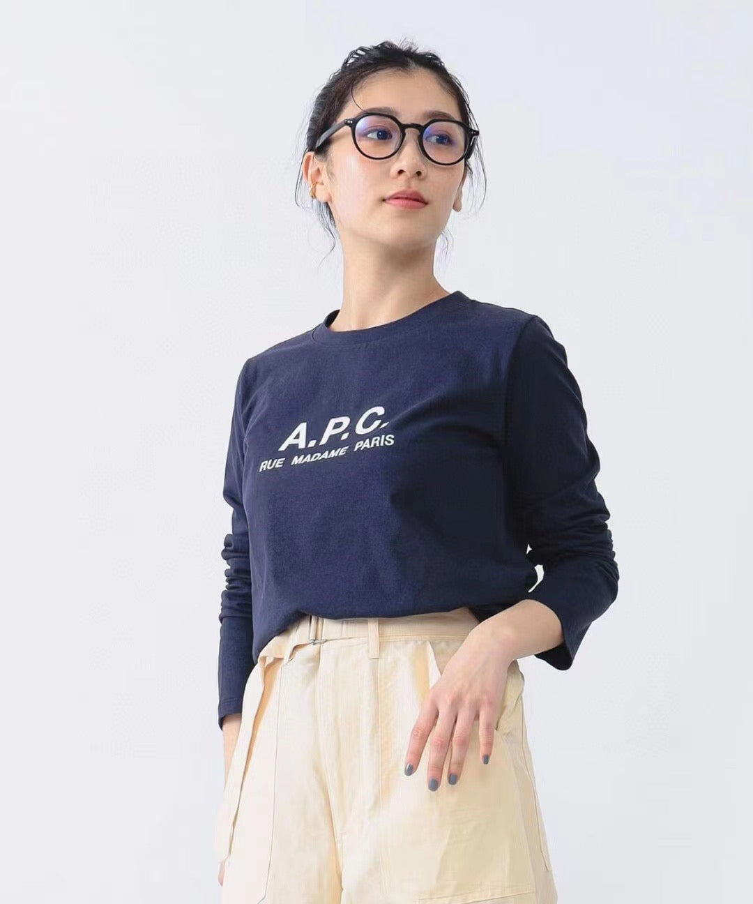 A.P.C.刺繡長袖tee