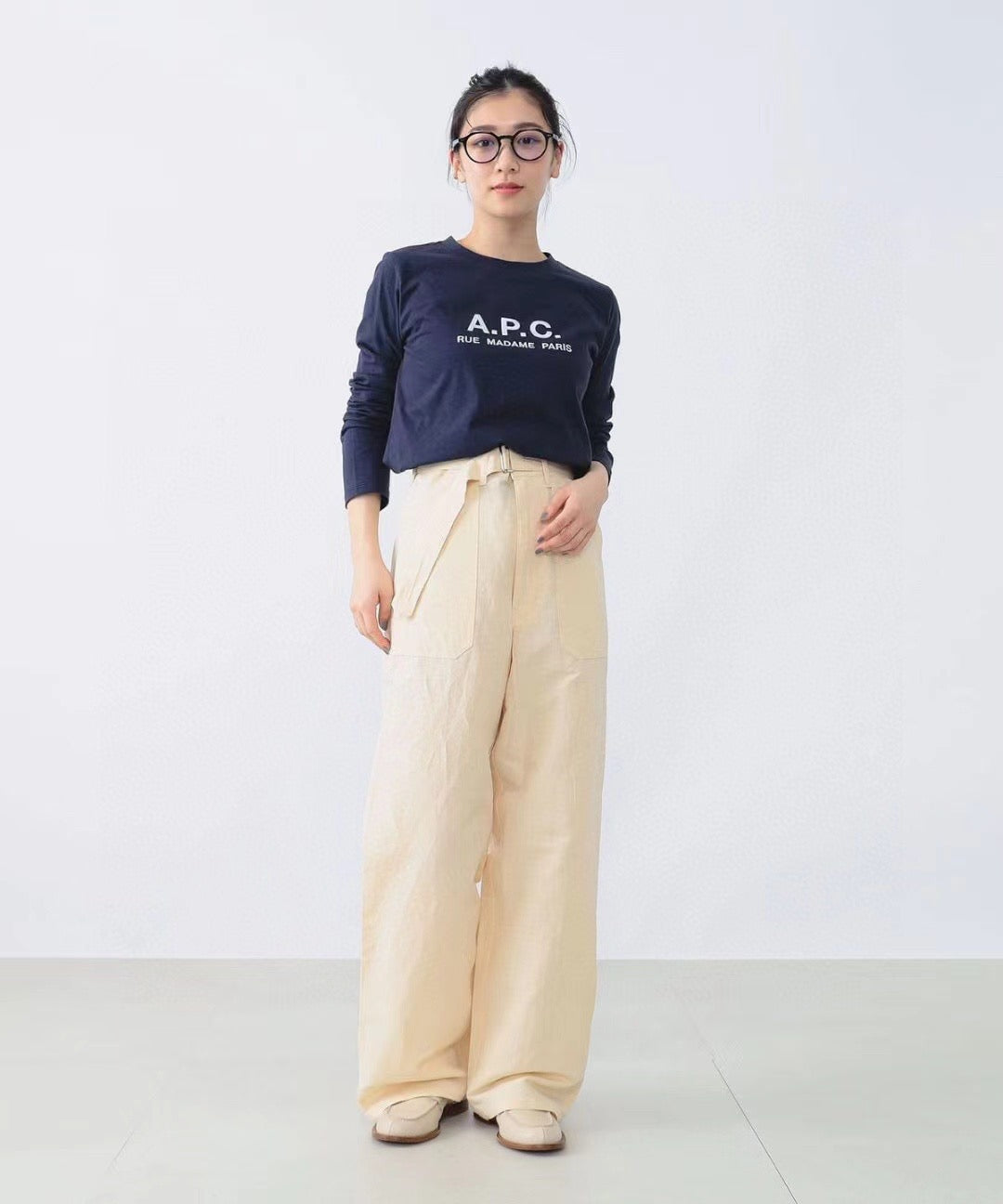 A.P.C.刺繡長袖tee