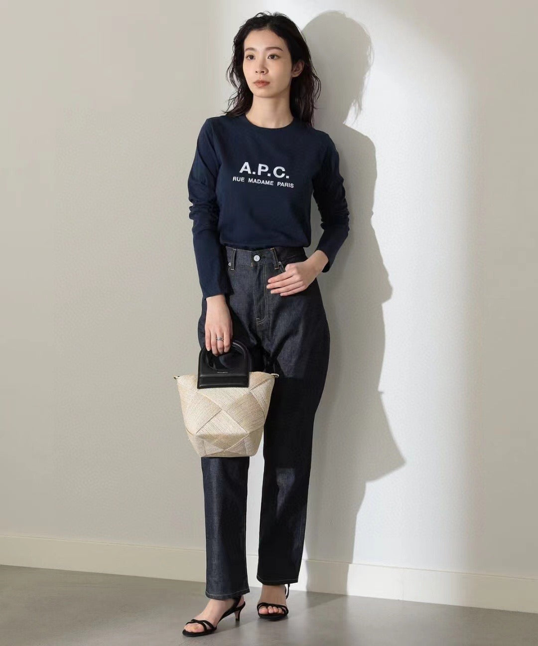 A.P.C.刺繡長袖tee