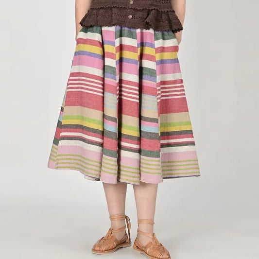 45R彩色接拼半折裙