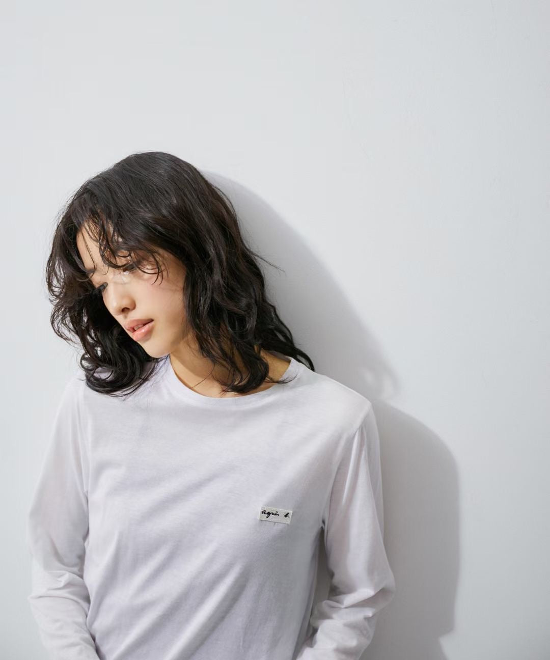Agnes b logo長袖tee