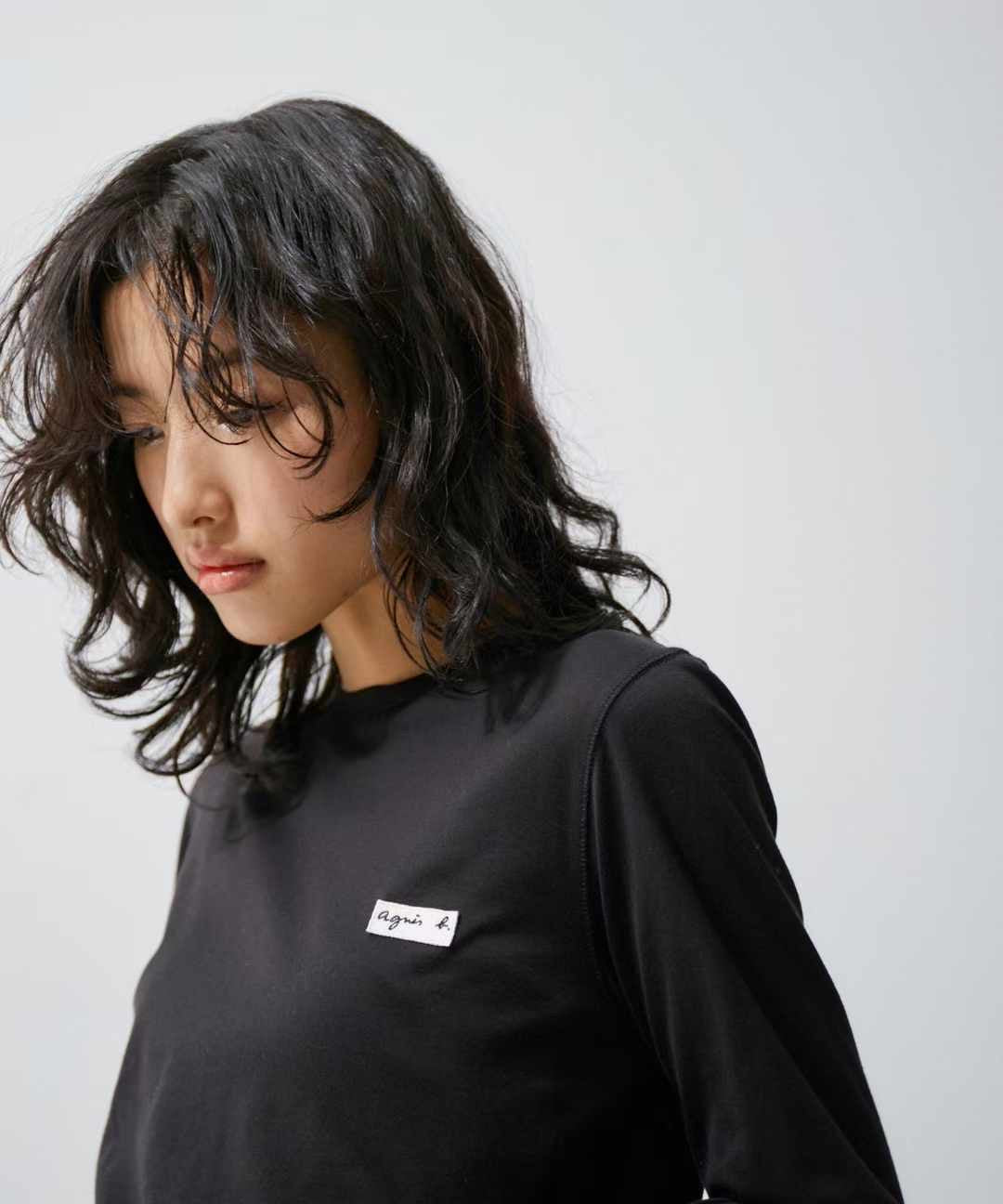 Agnes b logo長袖tee