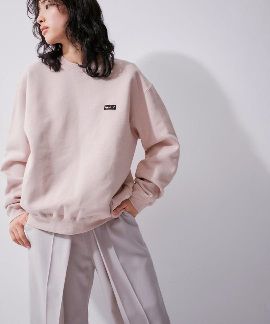 Agnes b 刺繡圓領衛衣