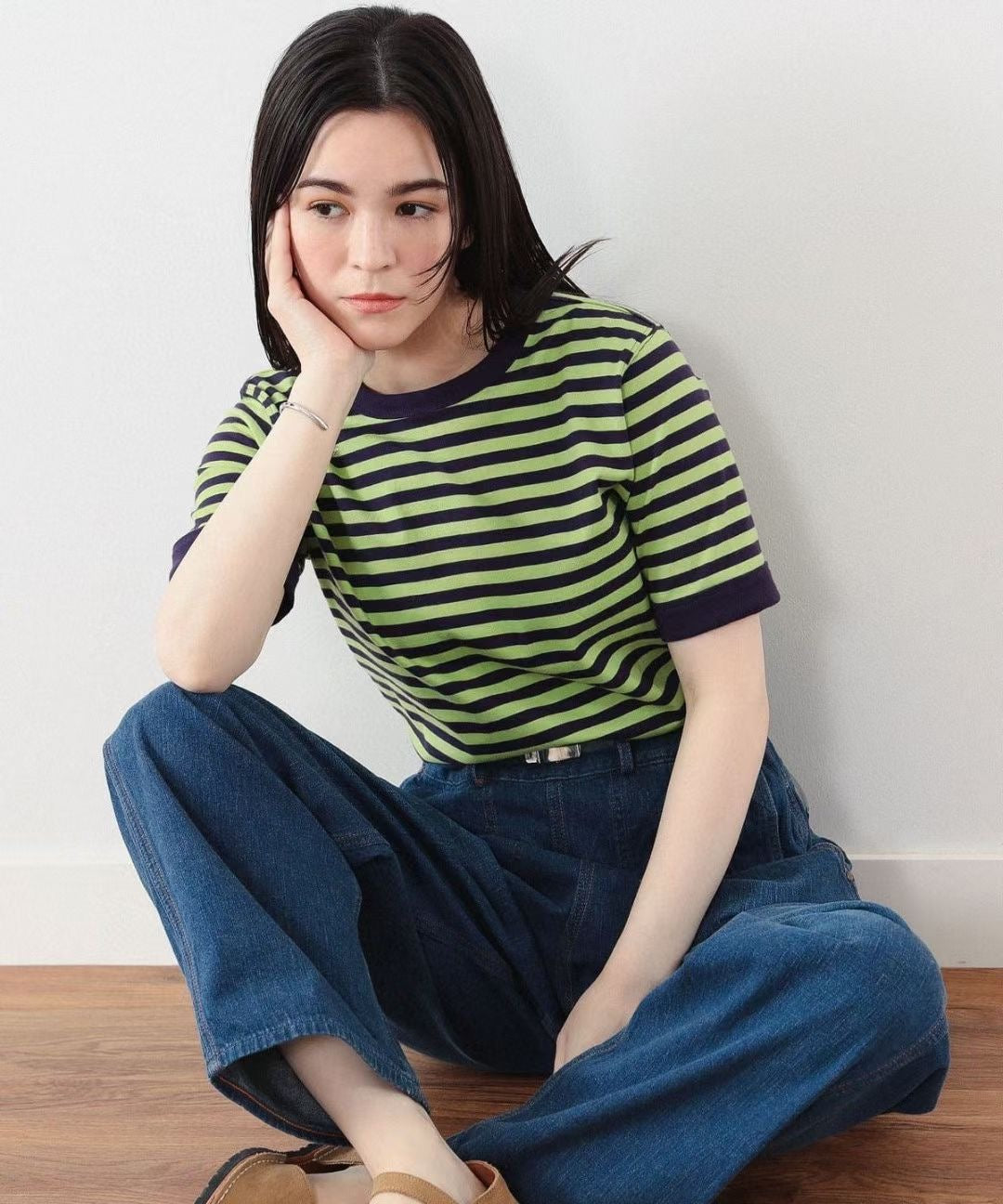 Beams boy 撞色間條tee