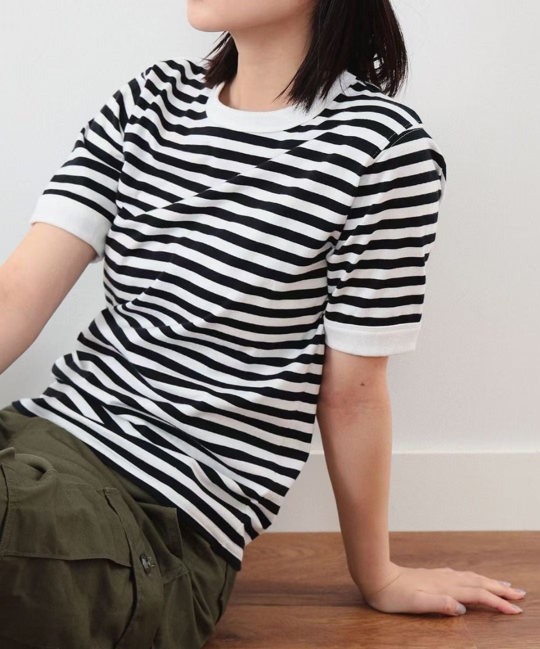 Beams boy 撞色間條tee
