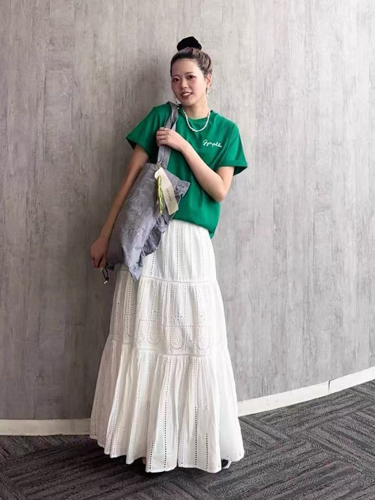 Niki and….刺繡花邊半折裙