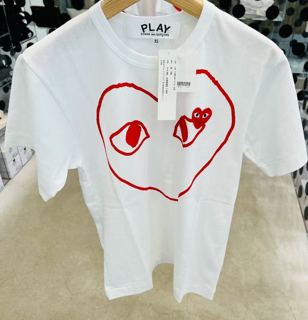 CDG play 心心logo tee