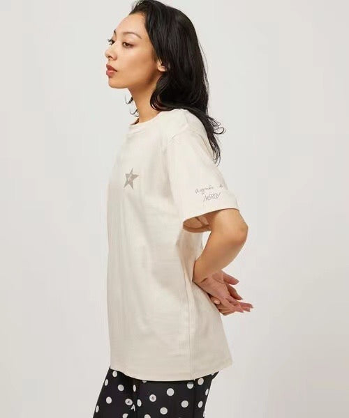 Agnes b 印花logo tee