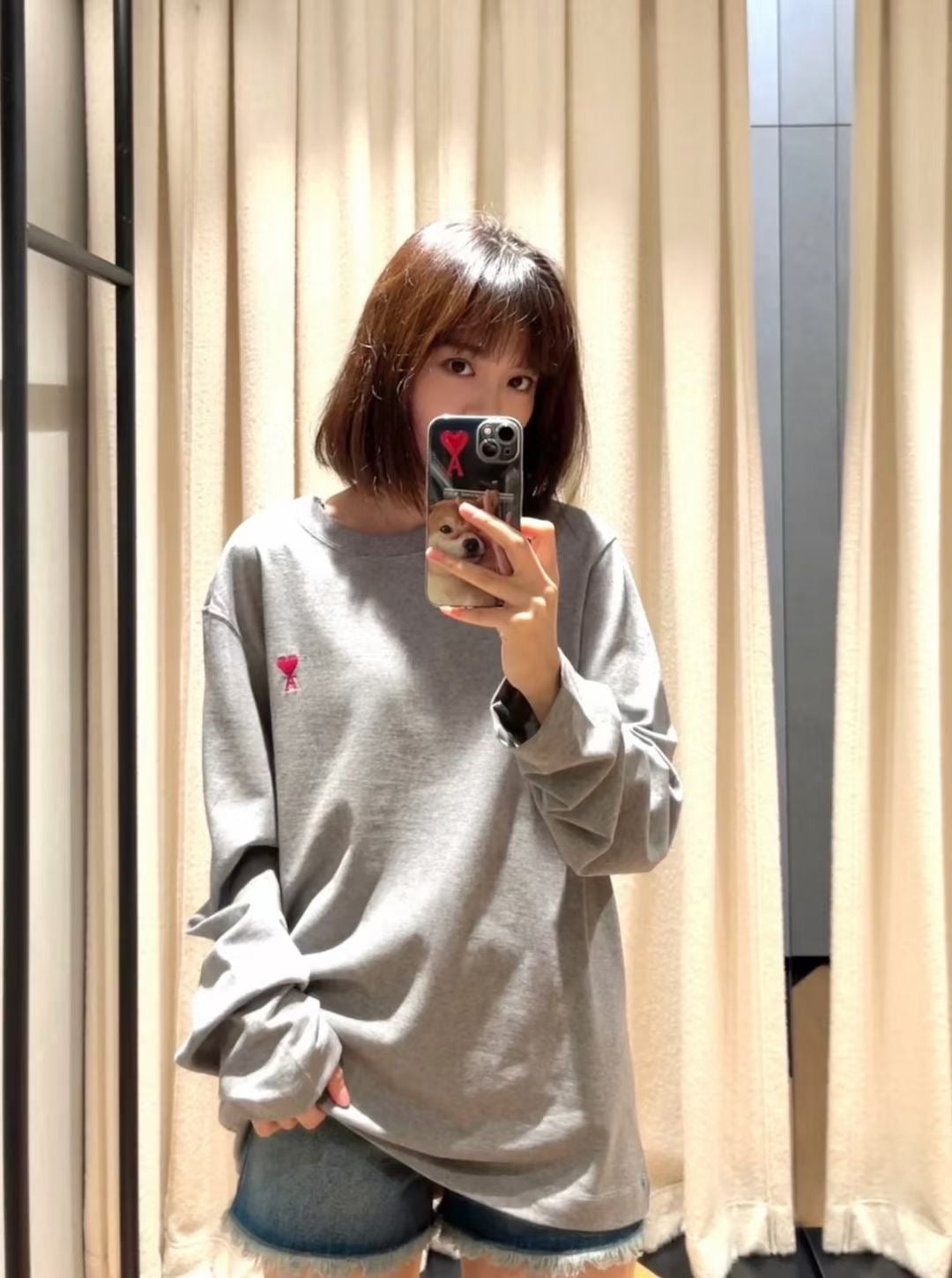 AMI刺繡長袖tee