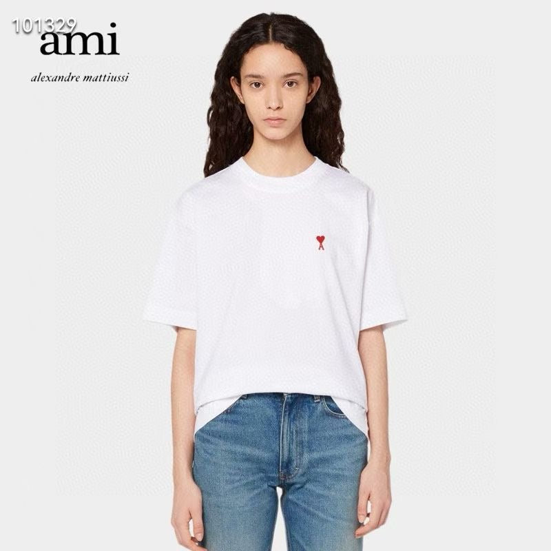 AMI 心心刺繡tee