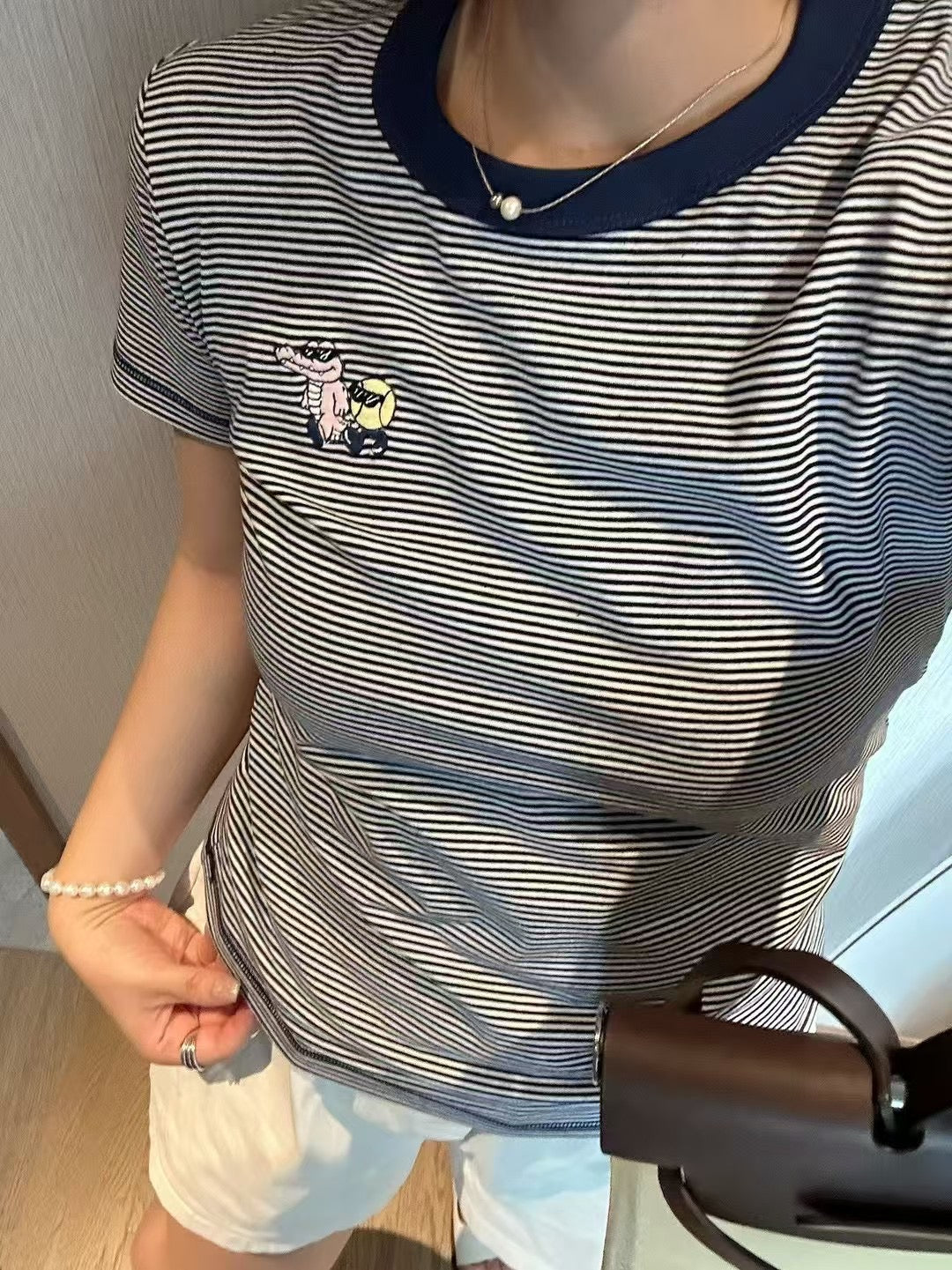 Lacoste間條tee