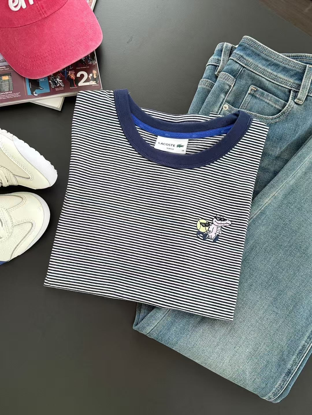 Lacoste間條tee