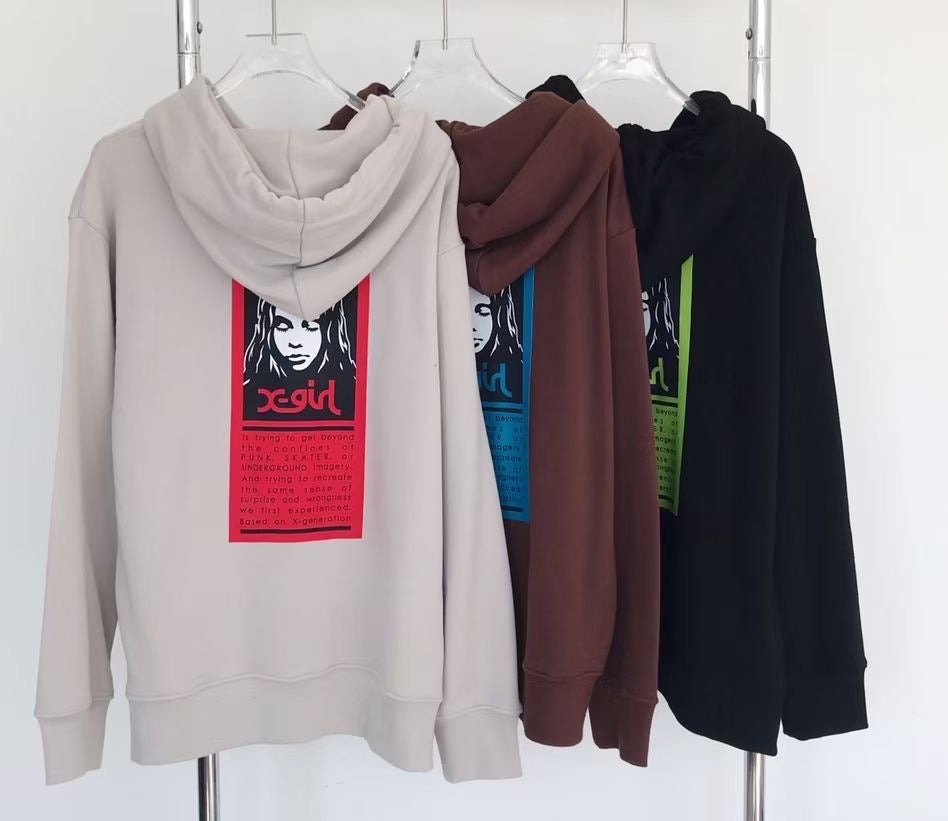 Xgirl 印花撞色hoodies