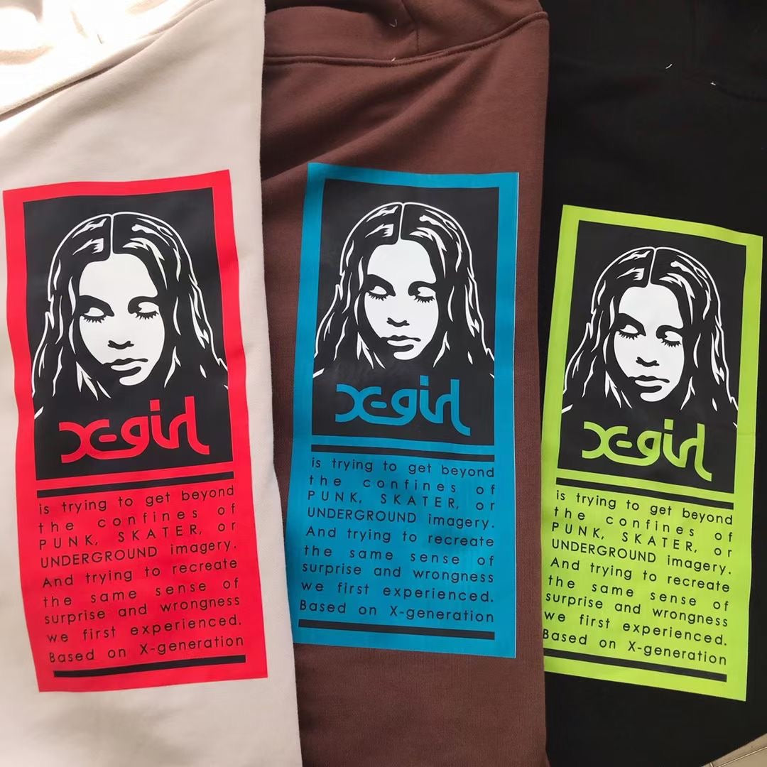 Xgirl 印花撞色hoodies