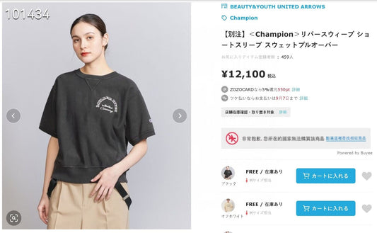 Champion 毛圈料tee