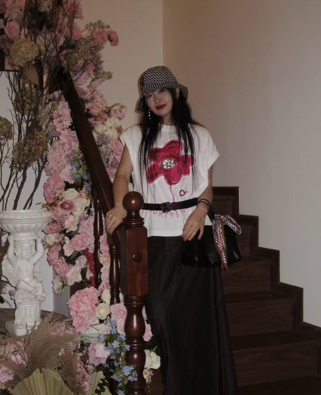 45R 無袖flower tee