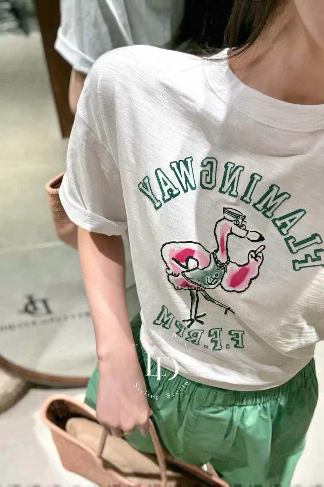 45R bird pattern tee