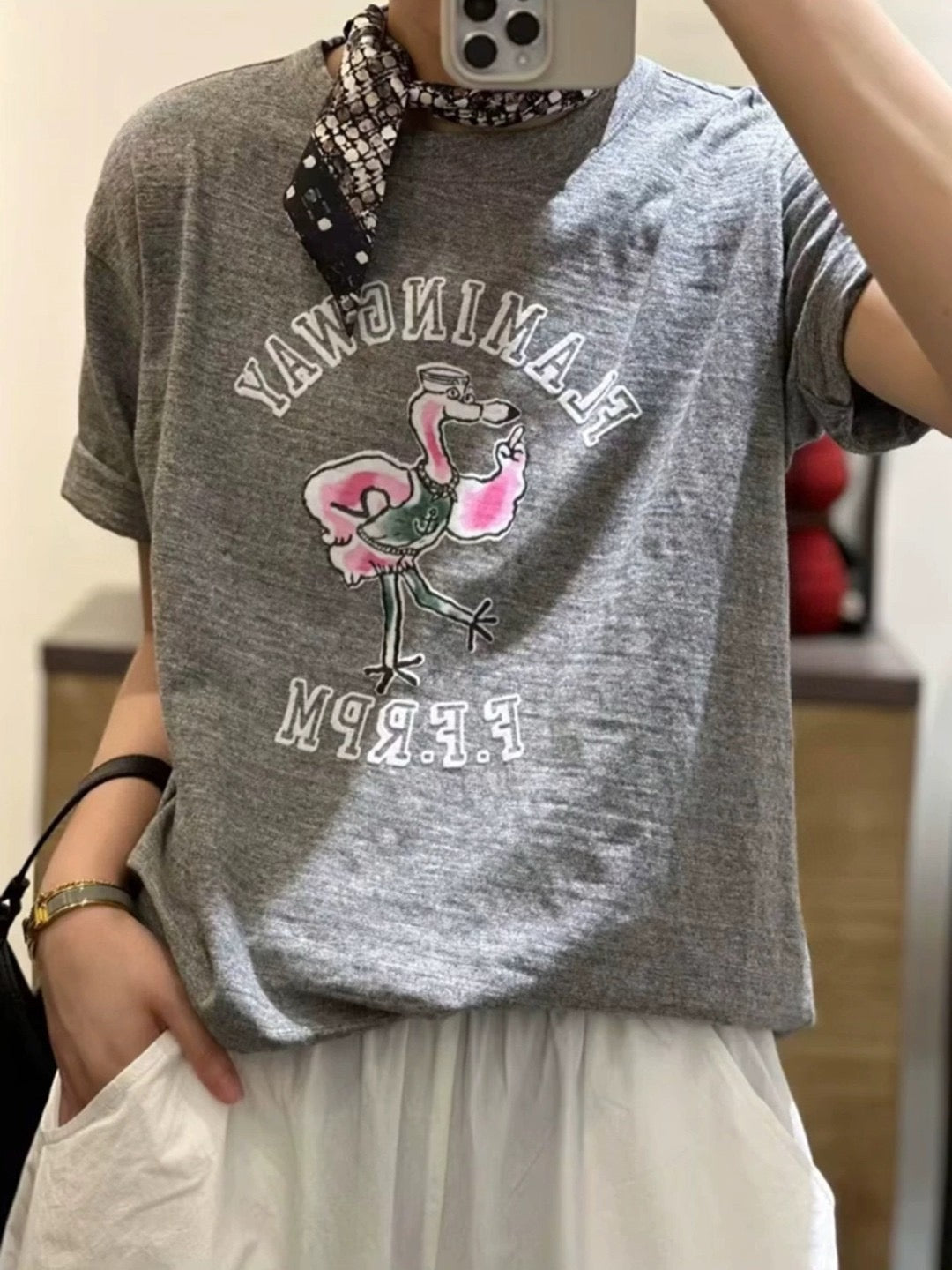 45R bird pattern tee
