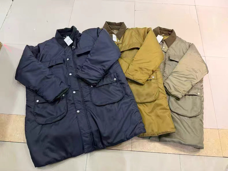 45R燈芯絨領夾棉中長外套