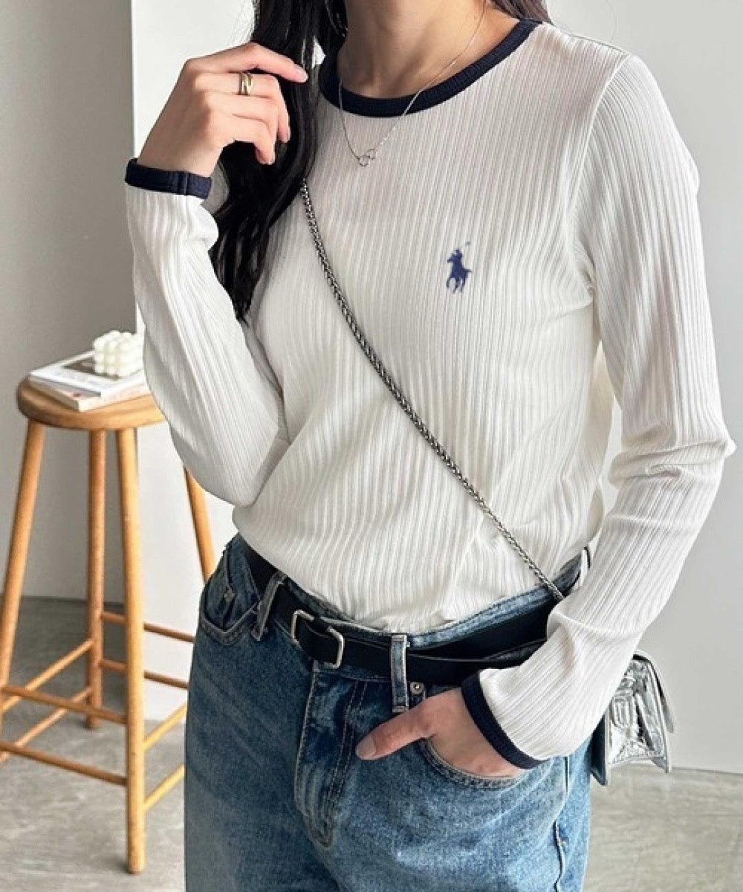 Polo羅紋料長tee