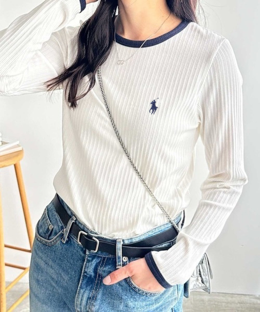 Polo羅紋料長tee