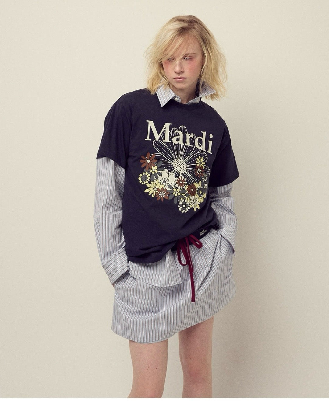 Mardi flower印花短袖 tee
