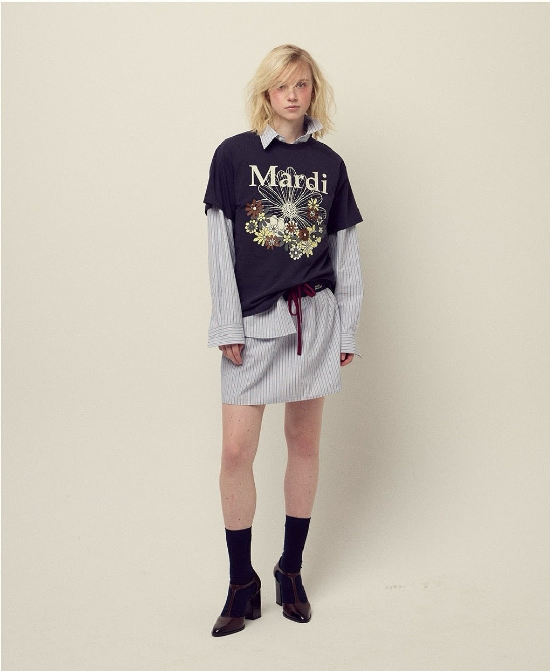 Mardi flower印花短袖 tee