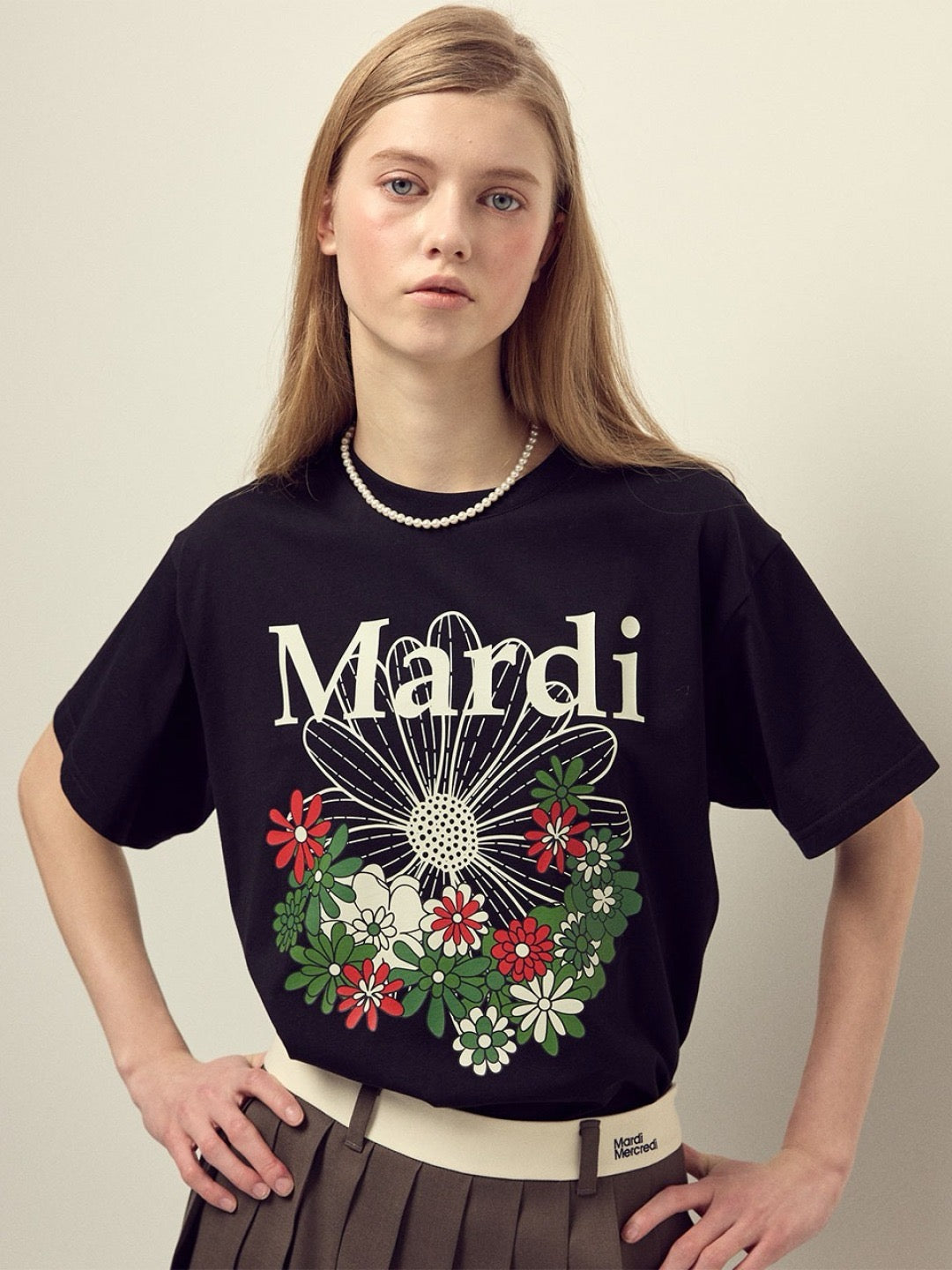 Mardi flower印花短袖 tee