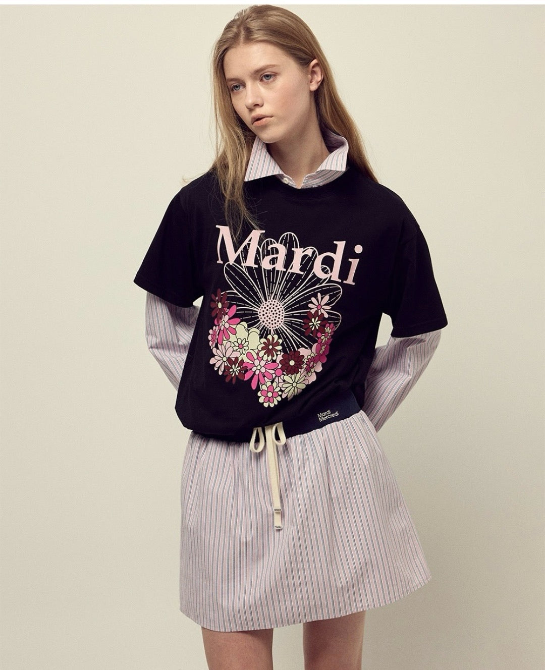 Mardi flower印花短袖 tee