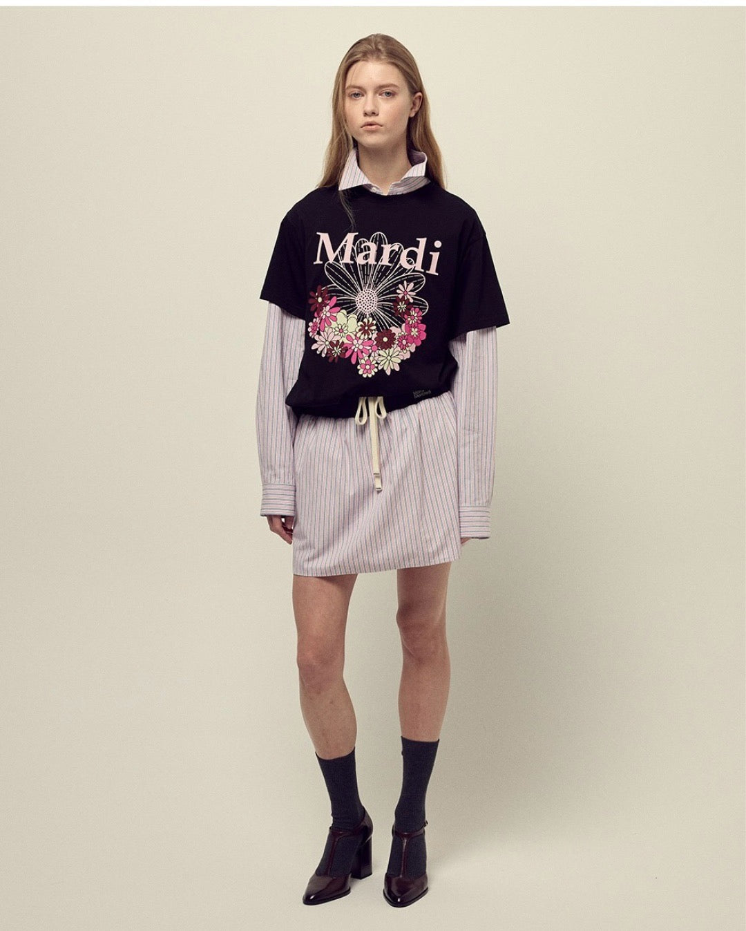 Mardi flower印花短袖 tee