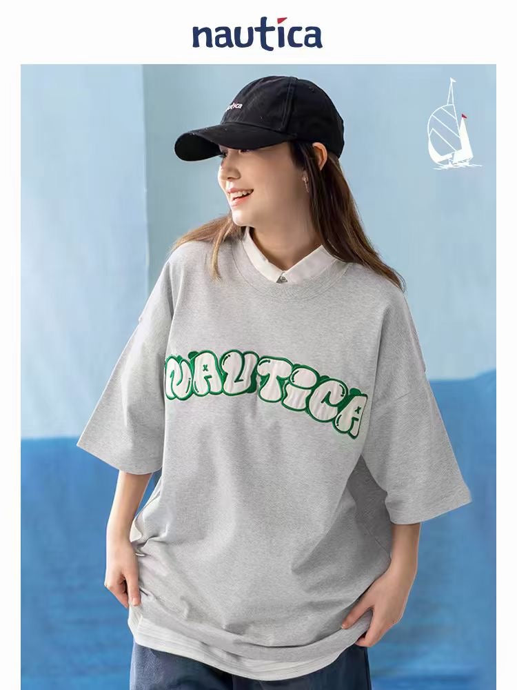 Nautica 布貼刺繡tee