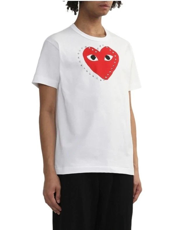 CDG play 鉚釘心心tee