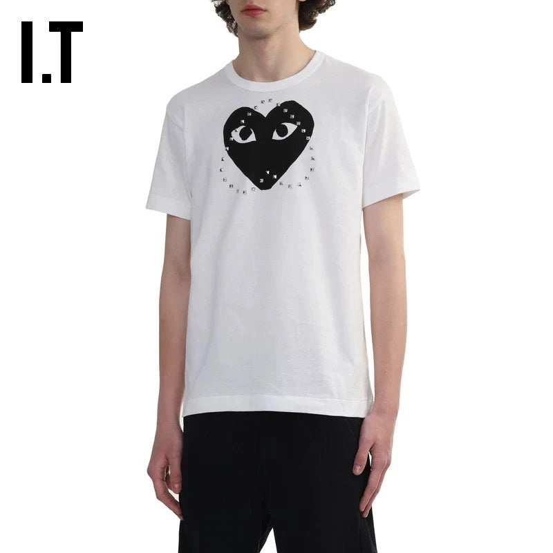 CDG play 鉚釘心心tee