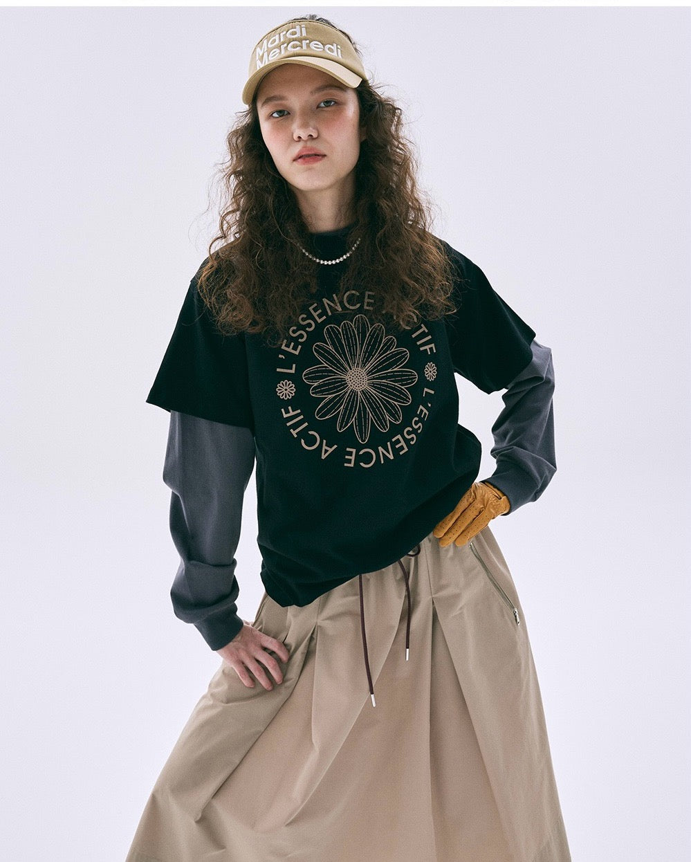 Mardi flower圓形印花短袖 tee